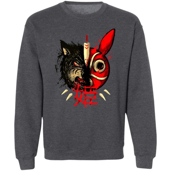 Kodama Princess Mononoke - Princess Mononoke Mask & Wolf Sweatshirt-Apparel, Kodama Princess Mononoke, princess mononoke, Sweatshirt