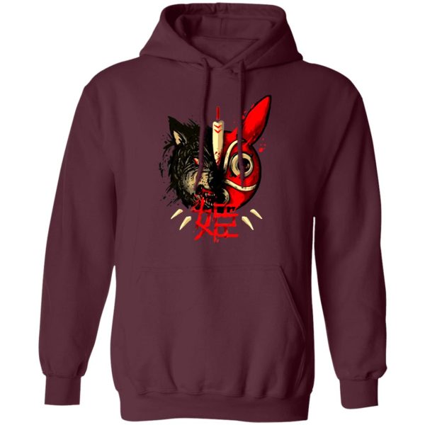 Princess Mononoke San - Princess Mononoke Mask & Wolf Hoodie-Apparel, Hoodie, princess mononoke, Princess Mononoke San