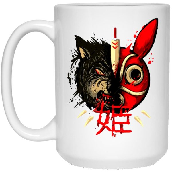 Forest Spirits Princess Mononoke - Princess Mononoke Mask & Wolf Mug-Accessories, Forest Spirits Princess Mononoke, House Decor, Mug, princess mononoke