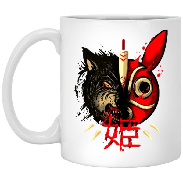 Forest Spirits Princess Mononoke - Princess Mononoke Mask & Wolf Mug-Accessories, Forest Spirits Princess Mononoke, House Decor, Mug, princess mononoke