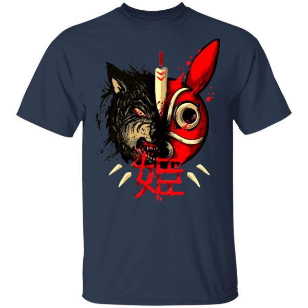 Moro Princess Mononoke - Princess Mononoke Mask & Wolf T shirt-Apparel, Moro Princess Mononoke, princess mononoke, Tshirt