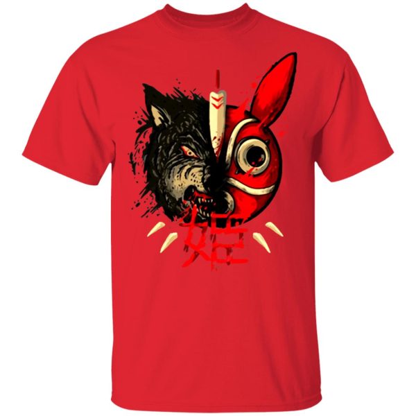 Moro Princess Mononoke - Princess Mononoke Mask & Wolf T shirt-Apparel, Moro Princess Mononoke, princess mononoke, Tshirt