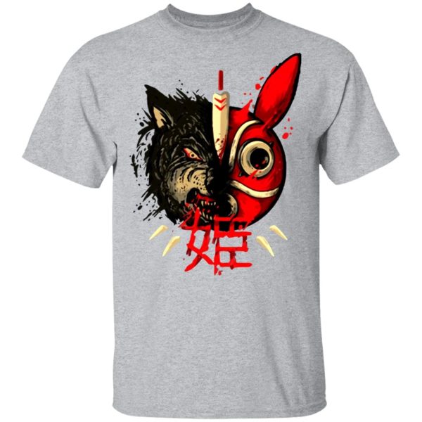 Moro Princess Mononoke - Princess Mononoke Mask & Wolf T shirt-Apparel, Moro Princess Mononoke, princess mononoke, Tshirt