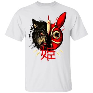 Moro Princess Mononoke - Princess Mononoke Mask & Wolf T shirt-Apparel, Moro Princess Mononoke, princess mononoke, Tshirt