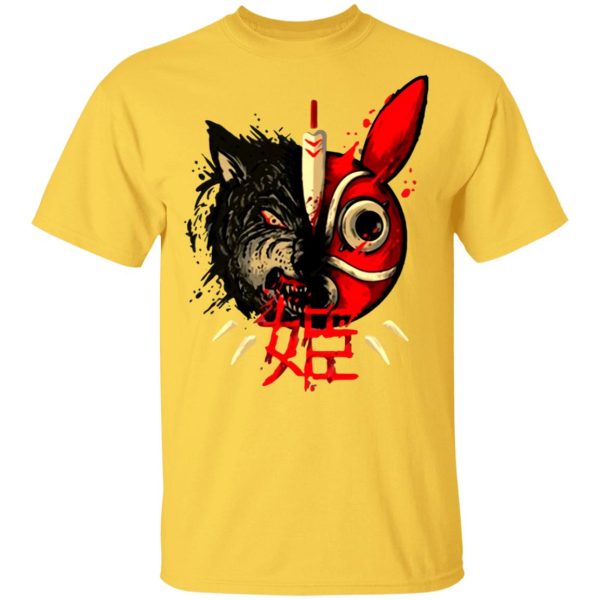 Moro Princess Mononoke - Princess Mononoke Mask & Wolf T shirt-Apparel, Moro Princess Mononoke, princess mononoke, Tshirt