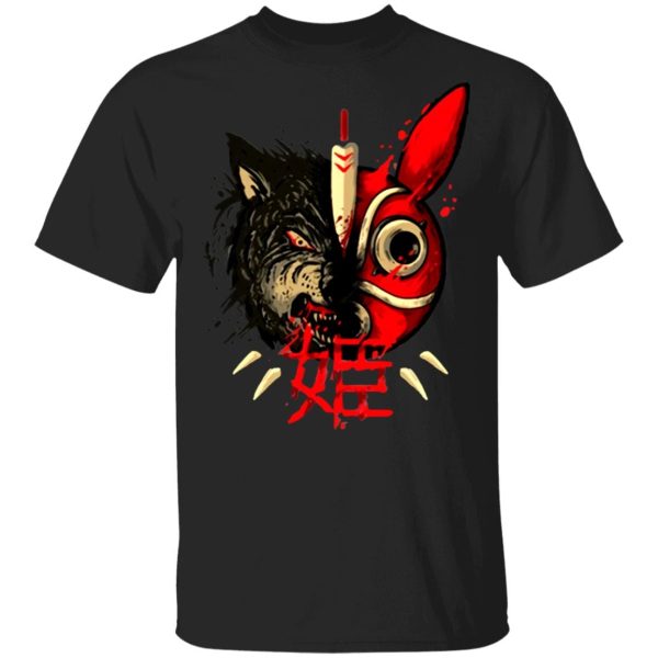 Moro Princess Mononoke - Princess Mononoke Mask & Wolf T shirt-Apparel, Moro Princess Mononoke, princess mononoke, Tshirt