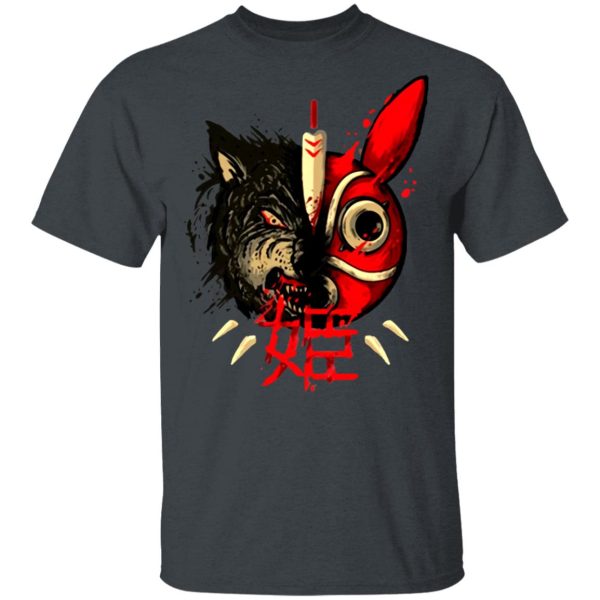 Moro Princess Mononoke - Princess Mononoke Mask & Wolf T shirt-Apparel, Moro Princess Mononoke, princess mononoke, Tshirt