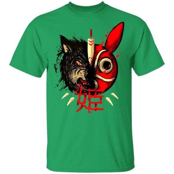 Moro Princess Mononoke - Princess Mononoke Mask & Wolf T shirt-Apparel, Moro Princess Mononoke, princess mononoke, Tshirt