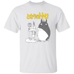 Mei My Neighbor Totoro - My Neighbor Totoro Poster Black & White T Shirt-Apparel, Mei My Neighbor Totoro, My Neighbor Totoro, Tshirt