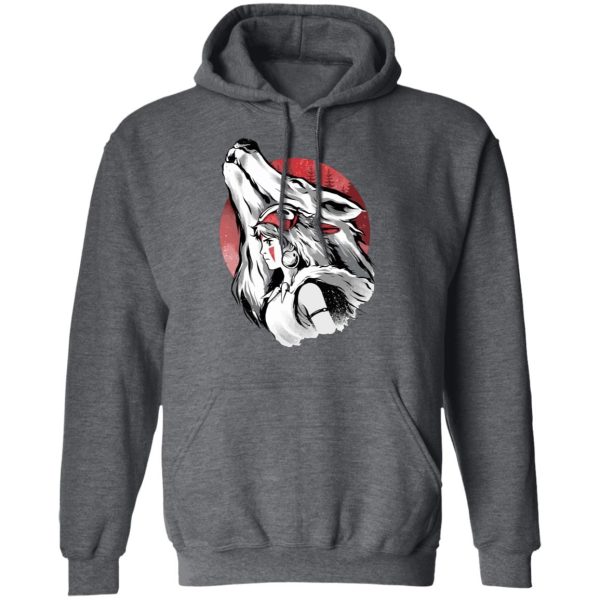 Princess Mononoke-ashitaka - Princess Mononoke – Red Moon Hoodie-Apparel, Hoodie, princess mononoke, Princess Mononoke Ashitaka