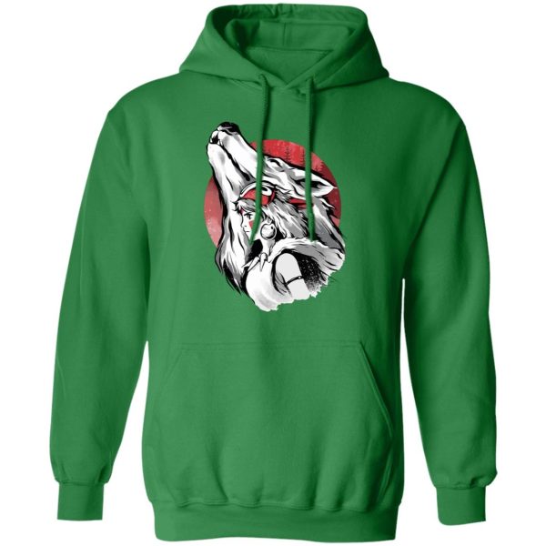 Princess Mononoke-ashitaka - Princess Mononoke – Red Moon Hoodie-Apparel, Hoodie, princess mononoke, Princess Mononoke Ashitaka