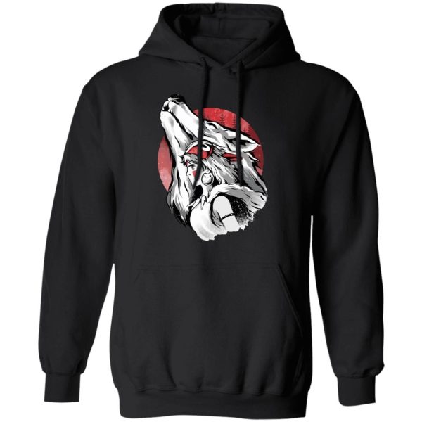 Princess Mononoke-ashitaka - Princess Mononoke – Red Moon Hoodie-Apparel, Hoodie, princess mononoke, Princess Mononoke Ashitaka