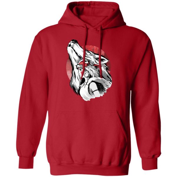 Princess Mononoke-ashitaka - Princess Mononoke – Red Moon Hoodie-Apparel, Hoodie, princess mononoke, Princess Mononoke Ashitaka