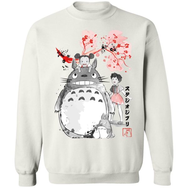 Totoro Japanese Restaurant - Totoro and the Girls by Sakura Flower Sweatshirt-Apparel, My Neighbor Totoro, Sweatshirt, Totoro Japanese Restaurant