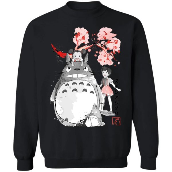 Totoro Japanese Restaurant - Totoro and the Girls by Sakura Flower Sweatshirt-Apparel, My Neighbor Totoro, Sweatshirt, Totoro Japanese Restaurant