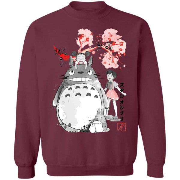 Totoro Japanese Restaurant - Totoro and the Girls by Sakura Flower Sweatshirt-Apparel, My Neighbor Totoro, Sweatshirt, Totoro Japanese Restaurant