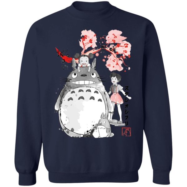 Totoro Japanese Restaurant - Totoro and the Girls by Sakura Flower Sweatshirt-Apparel, My Neighbor Totoro, Sweatshirt, Totoro Japanese Restaurant