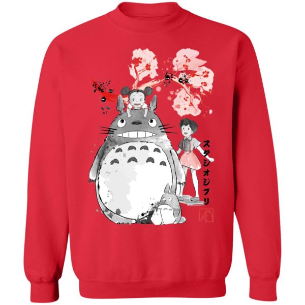 Totoro Japanese Restaurant - Totoro and the Girls by Sakura Flower Sweatshirt-Apparel, My Neighbor Totoro, Sweatshirt, Totoro Japanese Restaurant