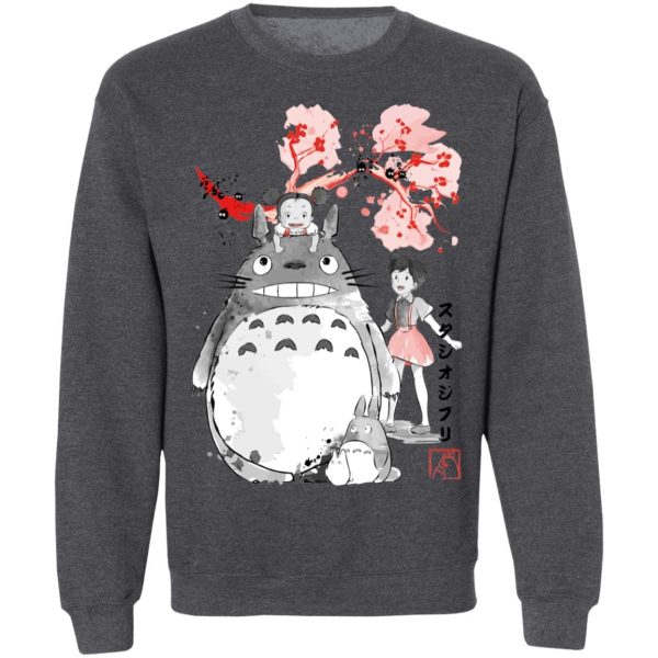 Totoro Japanese Restaurant - Totoro and the Girls by Sakura Flower Sweatshirt-Apparel, My Neighbor Totoro, Sweatshirt, Totoro Japanese Restaurant