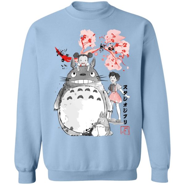 Totoro Japanese Restaurant - Totoro and the Girls by Sakura Flower Sweatshirt-Apparel, My Neighbor Totoro, Sweatshirt, Totoro Japanese Restaurant