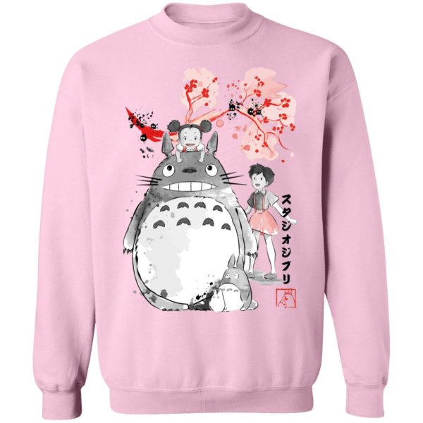 Totoro Japanese Restaurant - Totoro and the Girls by Sakura Flower Sweatshirt-Apparel, My Neighbor Totoro, Sweatshirt, Totoro Japanese Restaurant