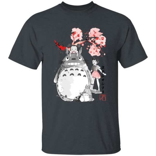 Totoro Cartoon Movie - Totoro and the Girls by Sakura Flower T Shirt-Apparel, My Neighbor Totoro, Totoro Cartoon Movie, Tshirt