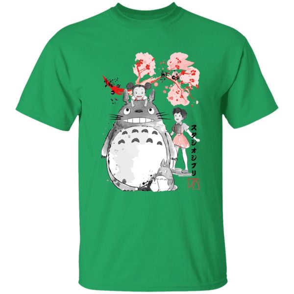 Totoro Cartoon Movie - Totoro and the Girls by Sakura Flower T Shirt-Apparel, My Neighbor Totoro, Totoro Cartoon Movie, Tshirt