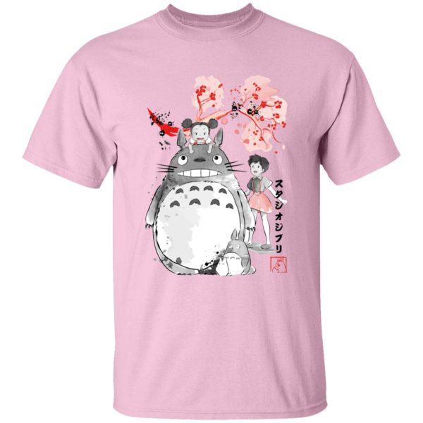 Totoro Cartoon Movie - Totoro and the Girls by Sakura Flower T Shirt-Apparel, My Neighbor Totoro, Totoro Cartoon Movie, Tshirt