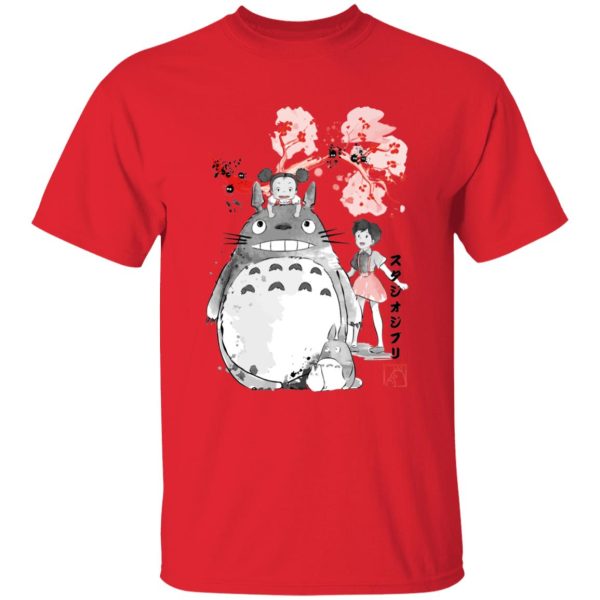 Totoro Cartoon Movie - Totoro and the Girls by Sakura Flower T Shirt-Apparel, My Neighbor Totoro, Totoro Cartoon Movie, Tshirt