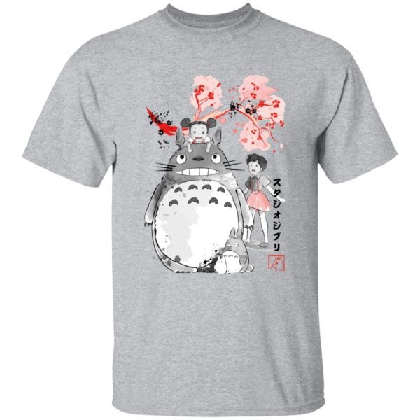 Totoro Cartoon Movie - Totoro and the Girls by Sakura Flower T Shirt-Apparel, My Neighbor Totoro, Totoro Cartoon Movie, Tshirt