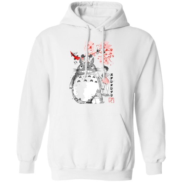 Totoro Umbrella - Totoro and the Girls by Sakura Flower Hoodie-Apparel, Hoodie, My Neighbor Totoro, Totoro Umbrella