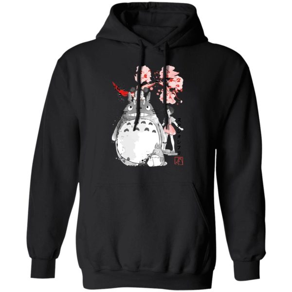 Totoro Umbrella - Totoro and the Girls by Sakura Flower Hoodie-Apparel, Hoodie, My Neighbor Totoro, Totoro Umbrella