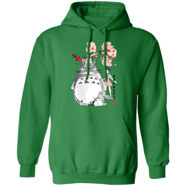 Totoro Umbrella - Totoro and the Girls by Sakura Flower Hoodie-Apparel, Hoodie, My Neighbor Totoro, Totoro Umbrella