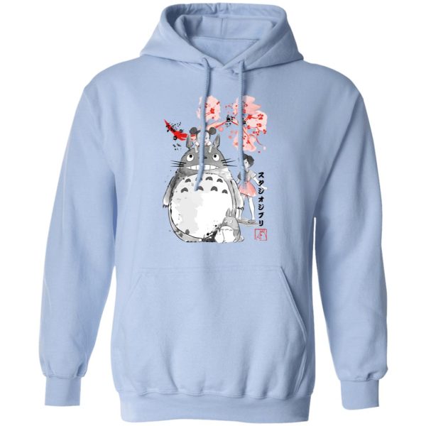 Totoro Umbrella - Totoro and the Girls by Sakura Flower Hoodie-Apparel, Hoodie, My Neighbor Totoro, Totoro Umbrella