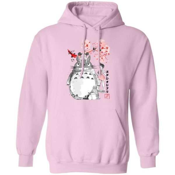 Totoro Umbrella - Totoro and the Girls by Sakura Flower Hoodie-Apparel, Hoodie, My Neighbor Totoro, Totoro Umbrella