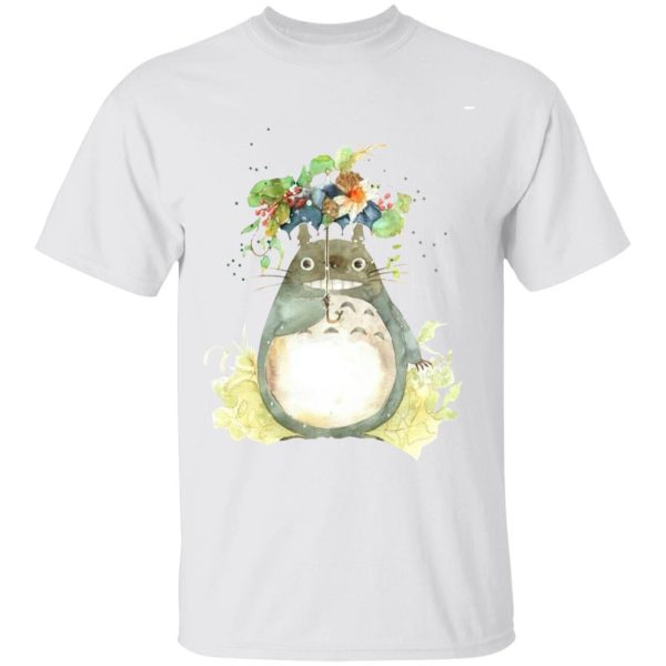 Totoro In Japanese - Totoro with Flower Umbrella T Shirt-Apparel, My Neighbor Totoro, Totoro In Japanese, Tshirt