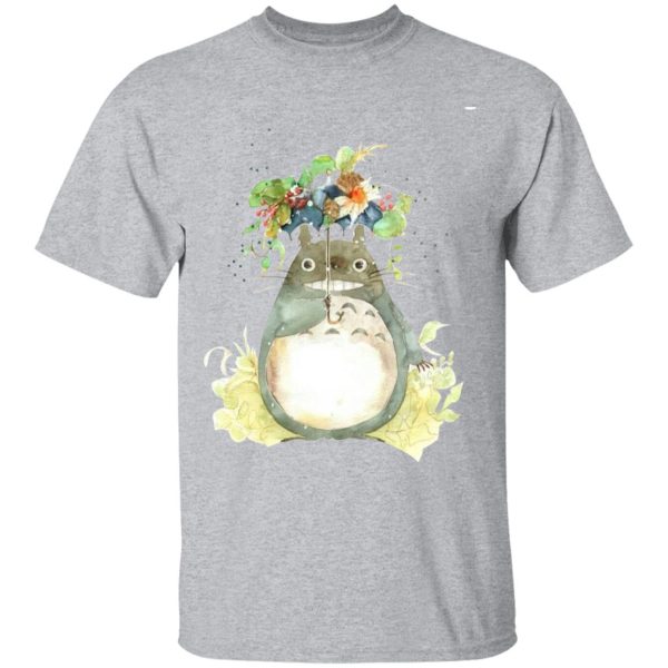 Totoro In Japanese - Totoro with Flower Umbrella T Shirt-Apparel, My Neighbor Totoro, Totoro In Japanese, Tshirt