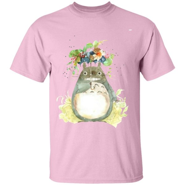 Totoro In Japanese - Totoro with Flower Umbrella T Shirt-Apparel, My Neighbor Totoro, Totoro In Japanese, Tshirt