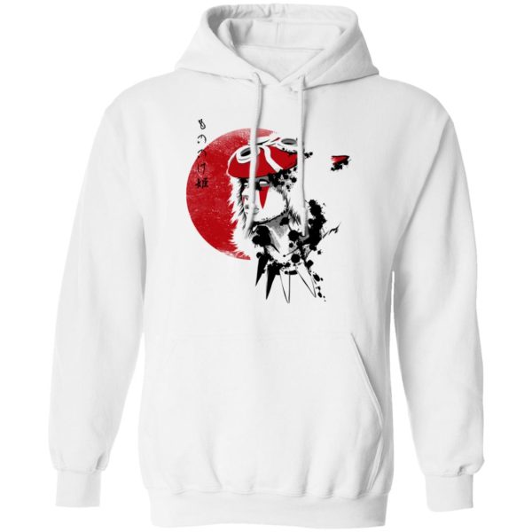 Characters In Princess Mononoke - Princess Mononoke and the Red Moon Hoodie-Apparel, Characters In Princess Mononoke, Hoodie, princess mononoke