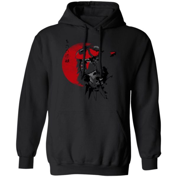 Characters In Princess Mononoke - Princess Mononoke and the Red Moon Hoodie-Apparel, Characters In Princess Mononoke, Hoodie, princess mononoke