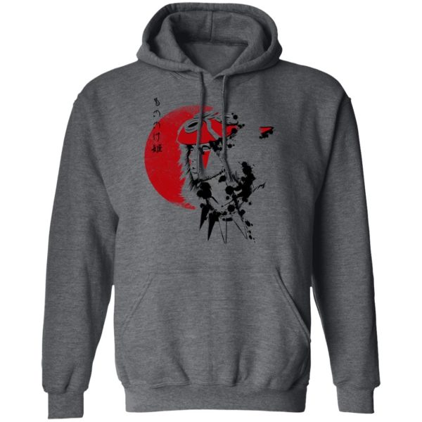 Characters In Princess Mononoke - Princess Mononoke and the Red Moon Hoodie-Apparel, Characters In Princess Mononoke, Hoodie, princess mononoke