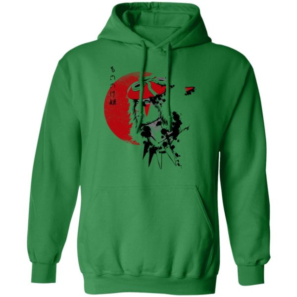 Characters In Princess Mononoke - Princess Mononoke and the Red Moon Hoodie-Apparel, Characters In Princess Mononoke, Hoodie, princess mononoke