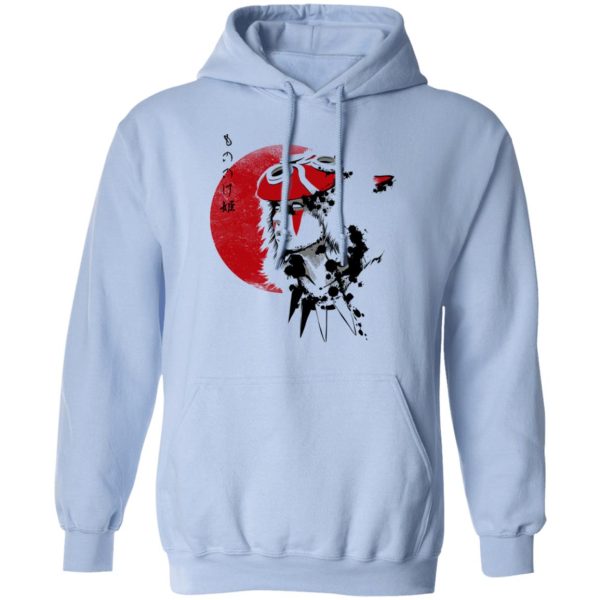 Characters In Princess Mononoke - Princess Mononoke and the Red Moon Hoodie-Apparel, Characters In Princess Mononoke, Hoodie, princess mononoke