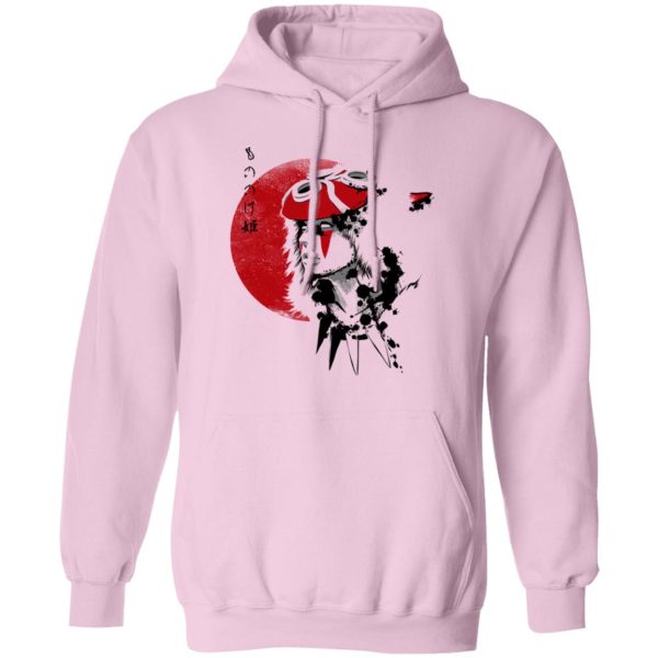 Characters In Princess Mononoke - Princess Mononoke and the Red Moon Hoodie-Apparel, Characters In Princess Mononoke, Hoodie, princess mononoke