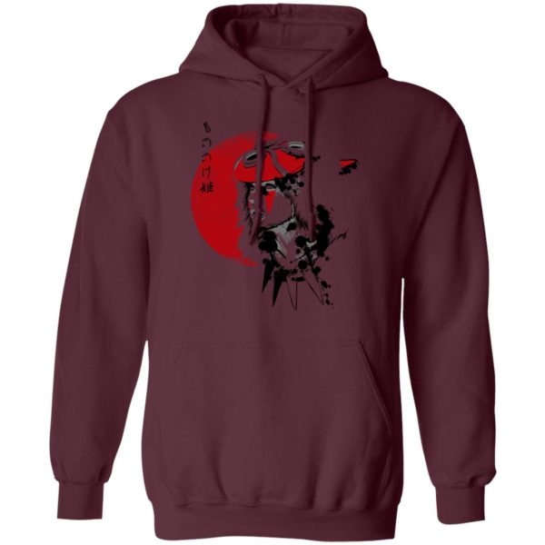 Characters In Princess Mononoke - Princess Mononoke and the Red Moon Hoodie-Apparel, Characters In Princess Mononoke, Hoodie, princess mononoke