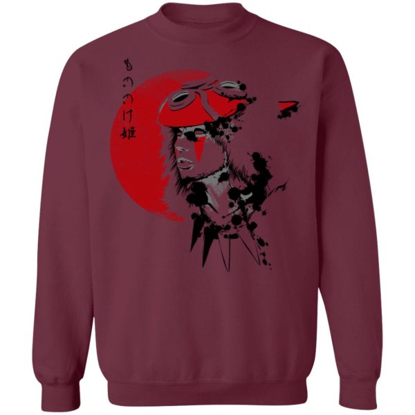 Princess Mononoke Actors - Princess Mononoke and the Red Moon Sweatshirt-Apparel, princess mononoke, Princess Mononoke Actors, Sweatshirt