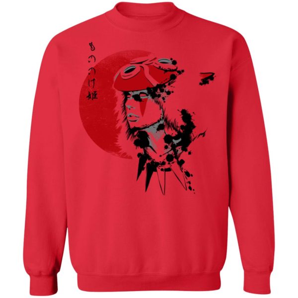 Princess Mononoke Actors - Princess Mononoke and the Red Moon Sweatshirt-Apparel, princess mononoke, Princess Mononoke Actors, Sweatshirt