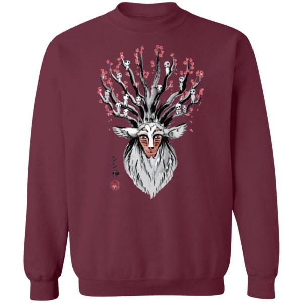 Ashitaka Princess Mononoke - Princess Mononoke – Shishigami and Sakura Sweatshirt-Apparel, Ashitaka Princess Mononoke, princess mononoke, Sweatshirt