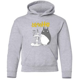 Totoro Characters - My Neighbor Totoro Poster Black & White Hoodie for Kid-Totoro Characters