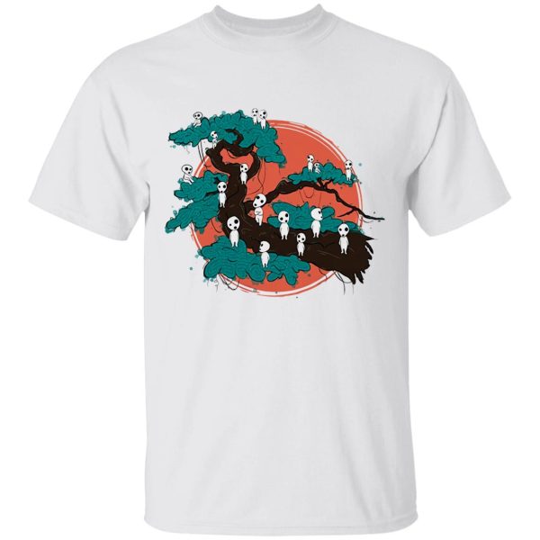 Princess Mononoke With Wolf - Tree Spirits by the Red Moon T Shirt-Apparel, princess mononoke, Princess Mononoke With Wolf, Tshirt